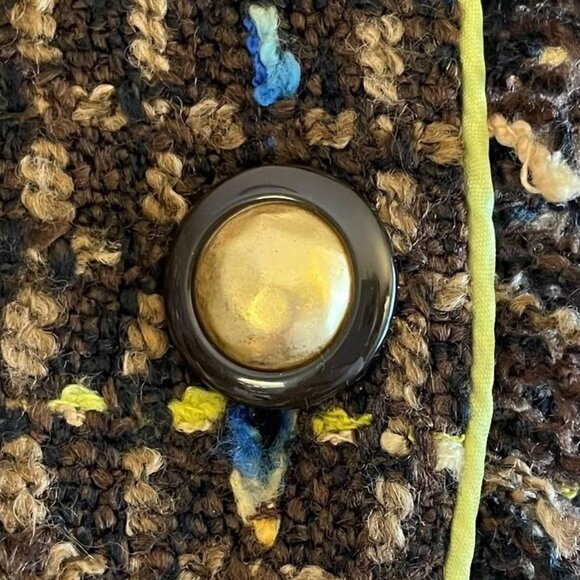 Patti and Leo Womens Jacket Sz M Checked Brown Multi-Color Fringed for Two Bits - Picture 4 of 10